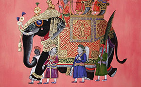 orientalische Wandmalerei mit Vergoldung